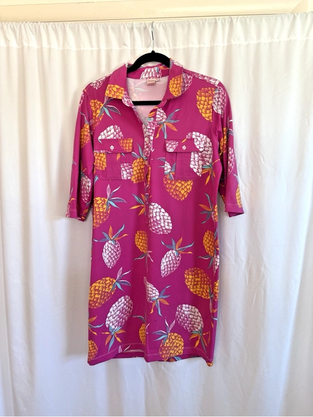 Persifor Pink Pattern Knit Shirt Dress - Size Large